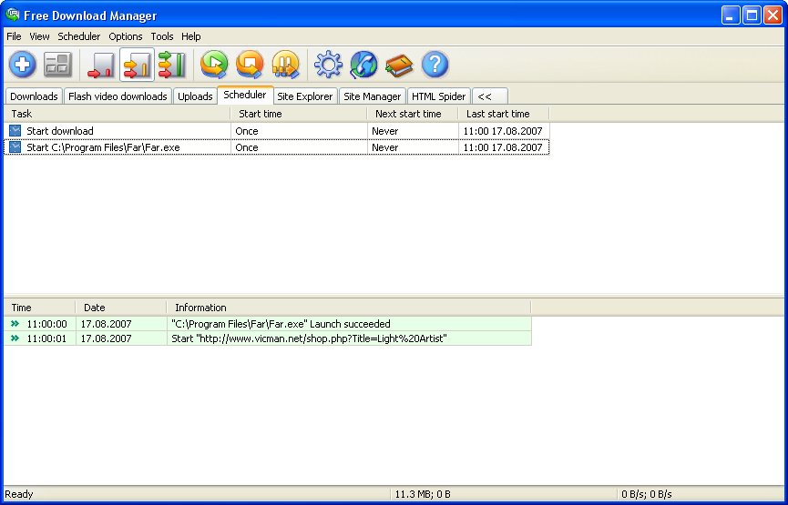 Scheduler window