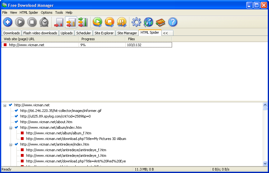 HTML spider window